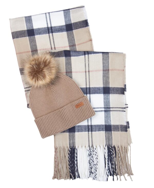 BARBOUR W DOVER BEANIE-HAILES SCARF ROSEWOOD