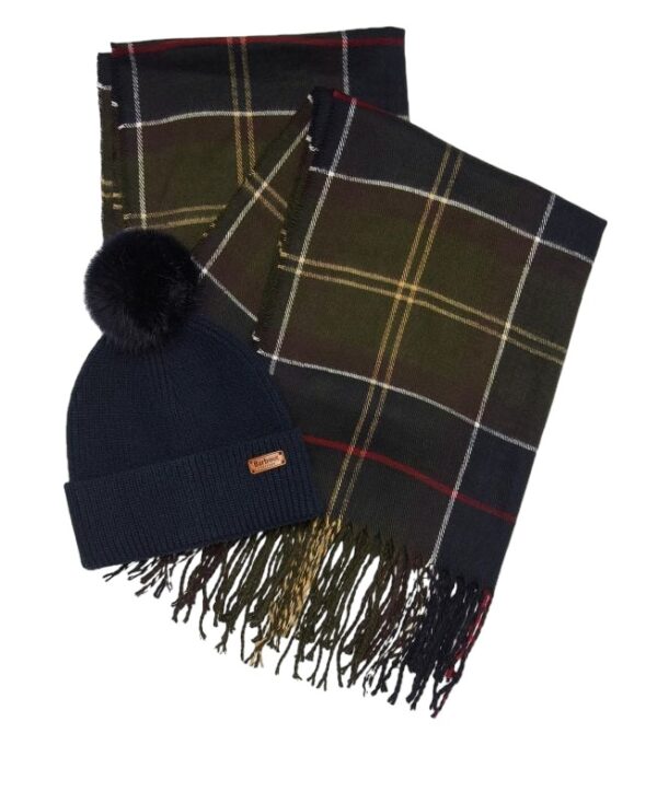 BARBOUR W DOVER BEANIE-HAILES SCARF TARTAN