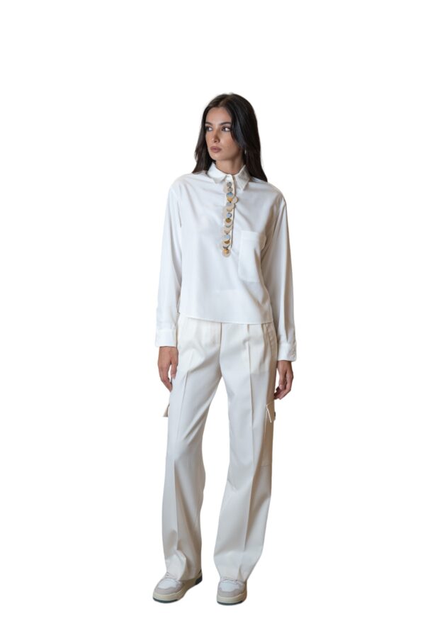ALYSI POLO FLUID RICAMO BIANCO