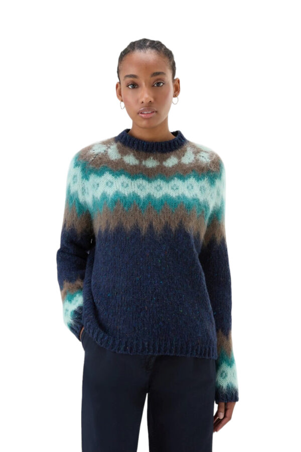 WOOLRICH FAIRISLE PULLOVER MELTON BLUE