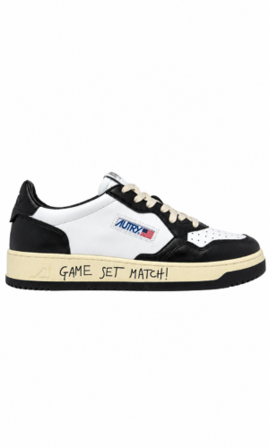 SNEAKERS MEDALIST LOW IN PELLE BIANCA E NERA CON LETTERING