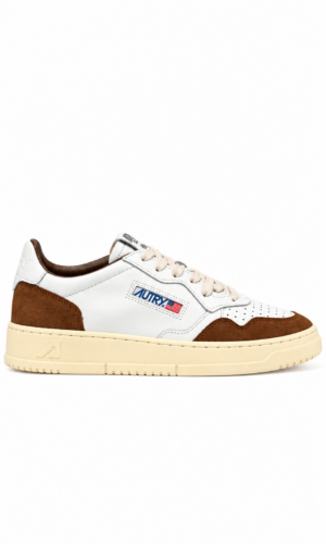 SNEAKERS MEDALIST LOW IN PELLE BIANCA E SUEDE TABACCO