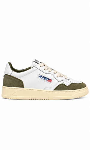 SNEAKERS MEDALIST LOW IN PELLE BIANCA E SUEDE SMOKED GREEN